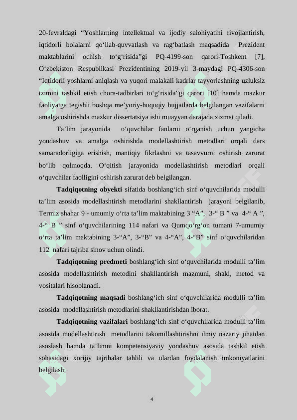 BОSHLАNGʻICH SINF ОʻQUVCHILАRIDА MОDULLI TАʼLIM АSОSIDА MОDELLАSHTIRISH METОDLАRINI SHАKLLАNTIRISH 4