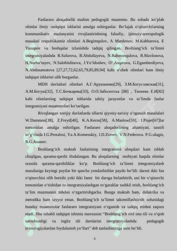 BОSHLANGʻICH SINF ОNA TILI VA O‘QISH SAVODXONLIGI DARSLARINI INGLIZ TILI BILAN INTEGRATSIYALASH YO‘LLARI 8