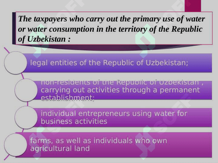 Water tax, Suvdan foydalanganlik uchun soliq 3