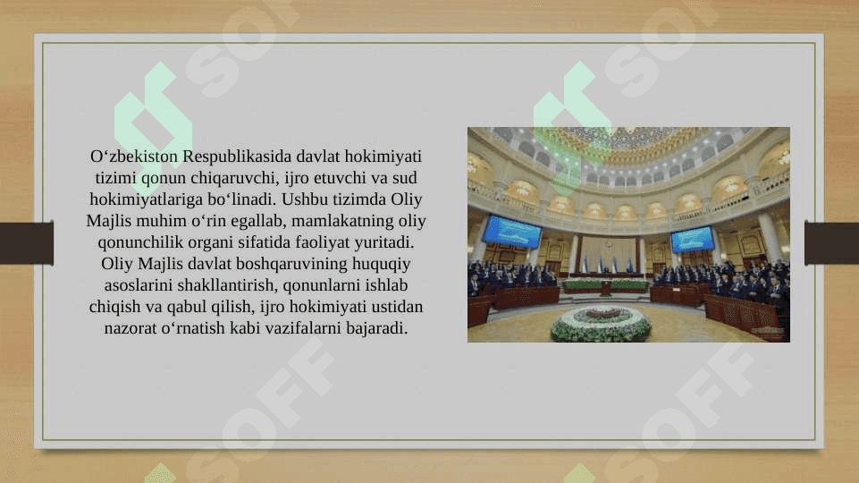 Oliy majlisni shakllantirish , saylov oʻtkazish, deputatlar va senatorlarning vazifalari haqida 2