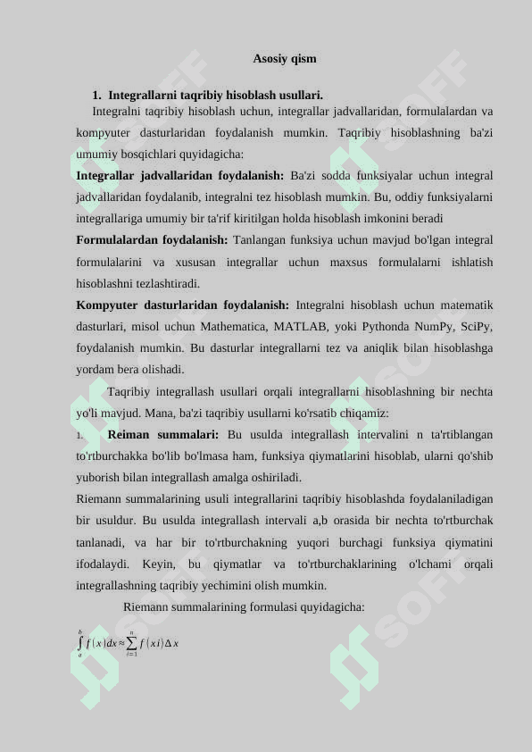 Integrallarni taqribiy hisoblash usullari 5
