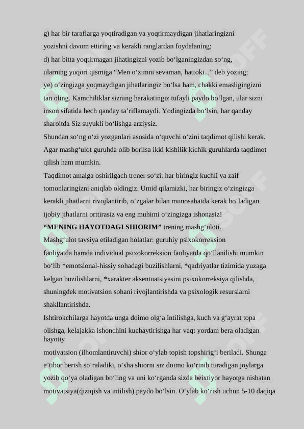 Psixokorreksion treninglar to'plami 2