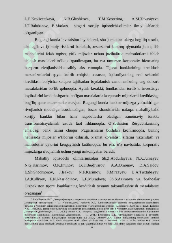 KORPORATIV (YURIDIK) MIJOZLARNI KREDITLASH AMALIYOTINI MONITORING QILISHNI TAKOMILLASHTIRISH (SURXONDARYO VILOYATI “KAPITALBANK” ATB TERMIZ FILIALI MISOLIDA) 6