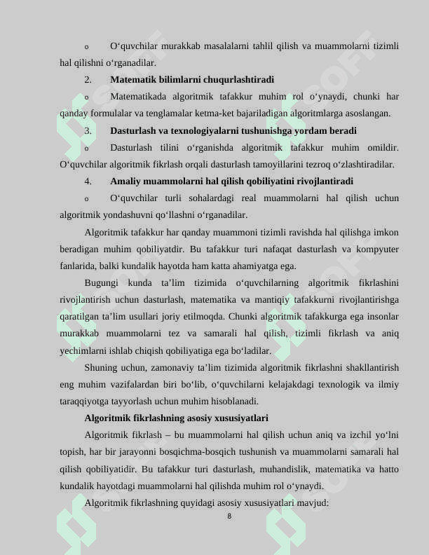 O'quvchilarni algoritmik fikrlashga o'rgatishda kampyuter dasturlarining ahamiyati 8