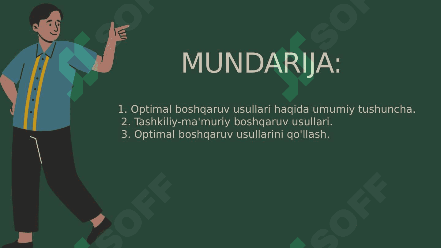 OPTIMAL BOSHQARUV USULLARI VA ULARNING QO’LLANILISHI 2