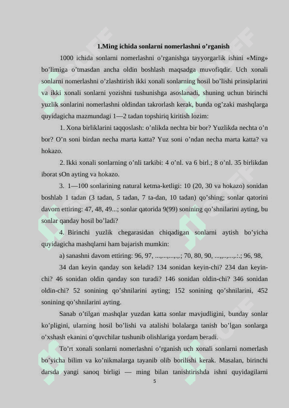 MING ICHIDA NOMERLASHNI O’RGATISH 5