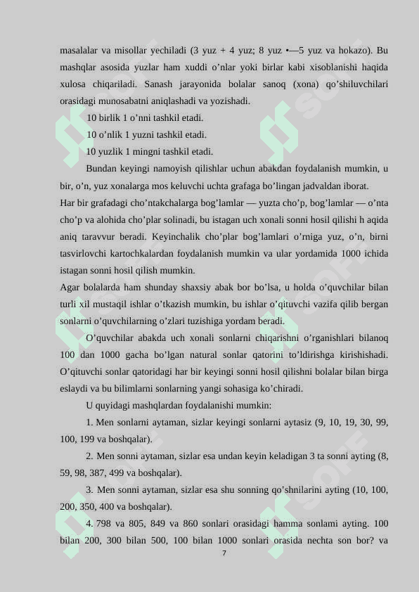 MING ICHIDA NOMERLASHNI O’RGATISH 7