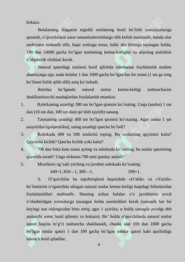 MING ICHIDA NOMERLASHNI O’RGATISH 8