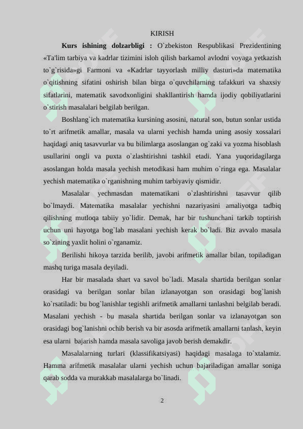 MATEMATIKA DARSLARIDA QIZIQARLI MASALALARDAN FOYDALANISH 2