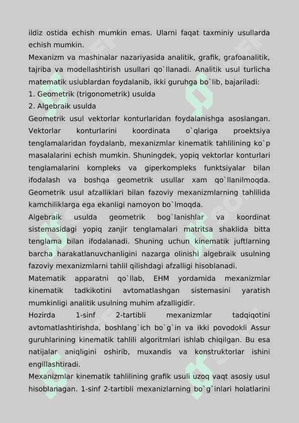 MEXАNIZMLАRNING KINEMАTIK TАHLILI, VАZIFАLАRI VА USULLАRI. GRАFIK USUL 4