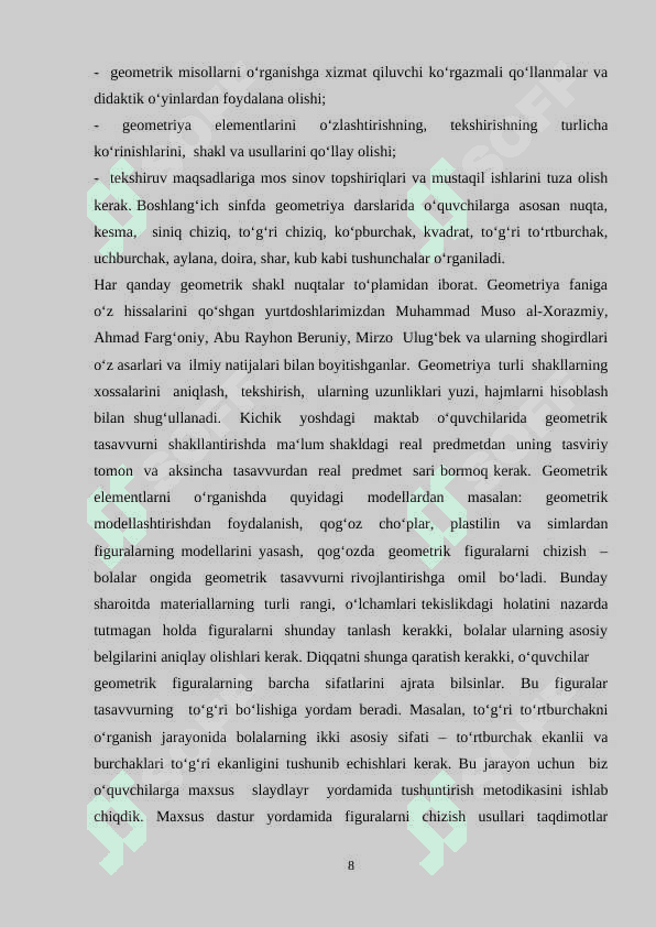 1-2 sinfda geometrik tasavvurlarni va tushunchalarni shakllantirish 8