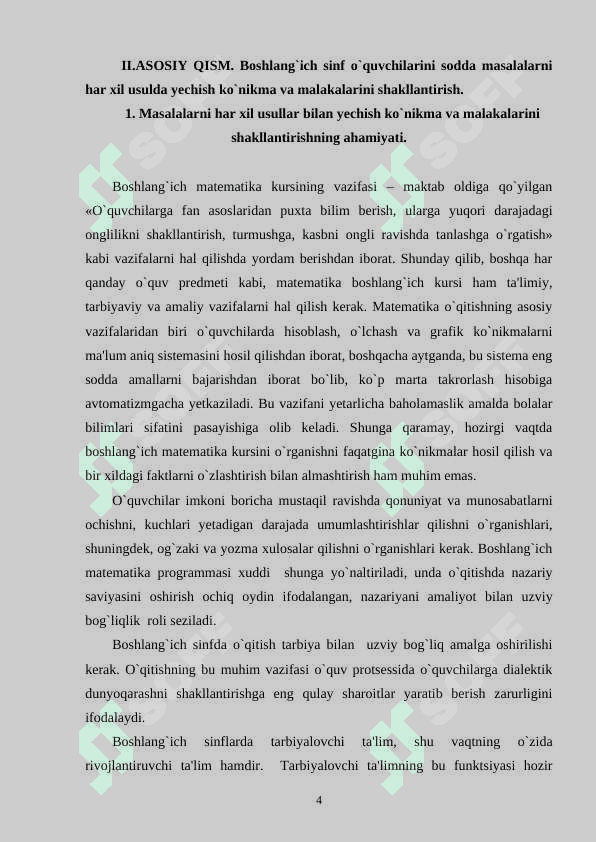 Boshlang’ich sinf o’quvchilarini masalalarni har xil usulda yechish malakasini shakllantirish 4