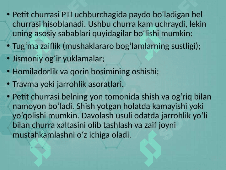 Pti uchburchagi va oraliq churralar 7