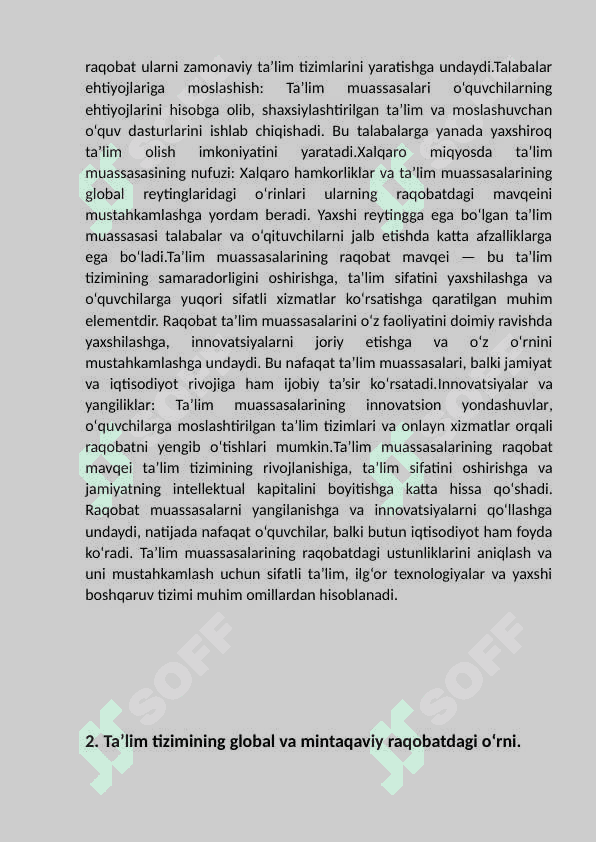 Ta’lim muassasalarning raqobat mavqei. 4