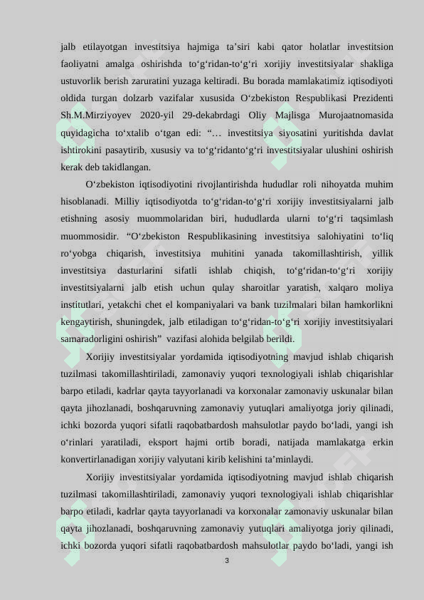 MILLIY IQTISОDIYОTGА TОʻGʻRIDАN-TОʻGʻRI XОRIJIY INVЕSTITSIYАLАRNI JАLB QILISH YОʻNАLISHLАRI MAQOLA 3