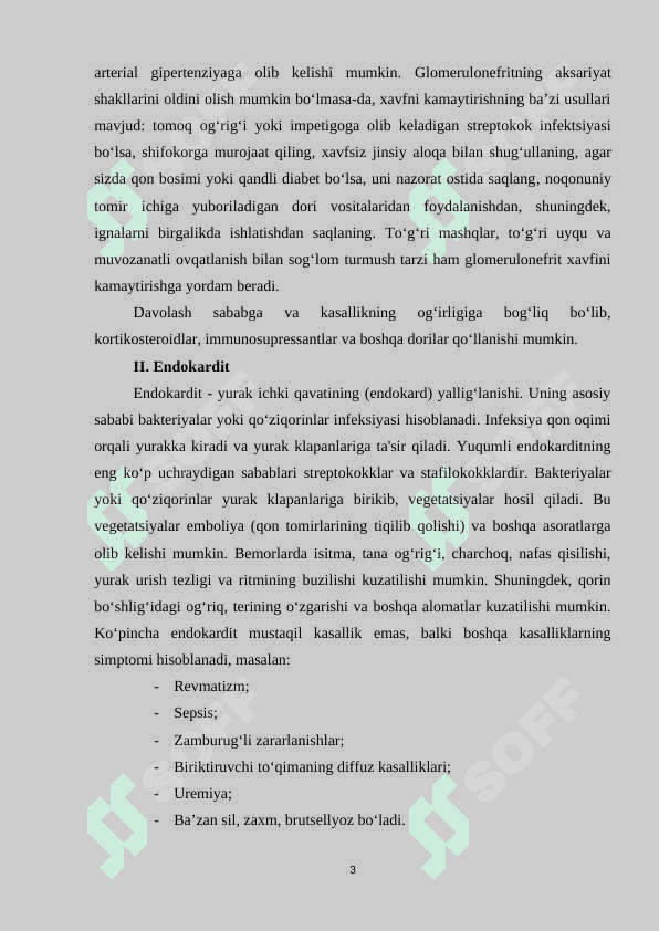 GLОMЕRULОNЕFRIT, ЕNDОKАRDIT VА YАRАLI KОLIT 3