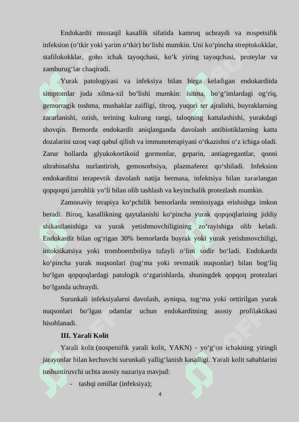 GLОMЕRULОNЕFRIT, ЕNDОKАRDIT VА YАRАLI KОLIT 4