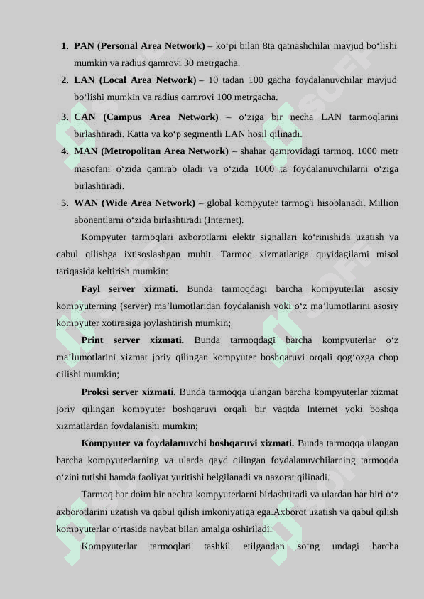 Tarmoq taqdim etadigan xizmatlar. Elektron davlat xizmatlari tarmoqlari . Bulutli texnologiyalar asosida xizmatlar 3