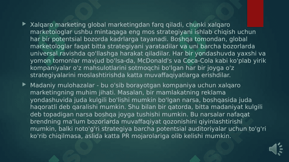 Xalqaro marketing strategiyasining ta’rifi 5