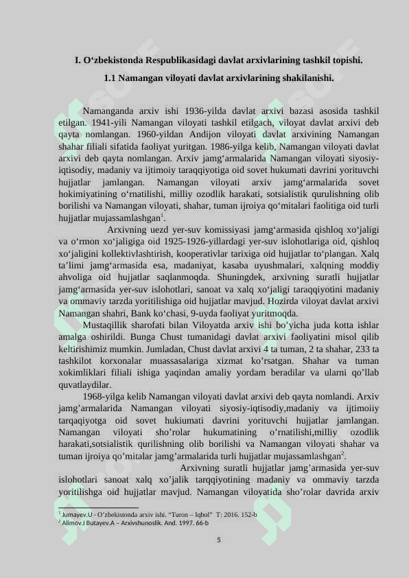 Namangan viloyati davlat arxivining shakllanishi tarixi 5