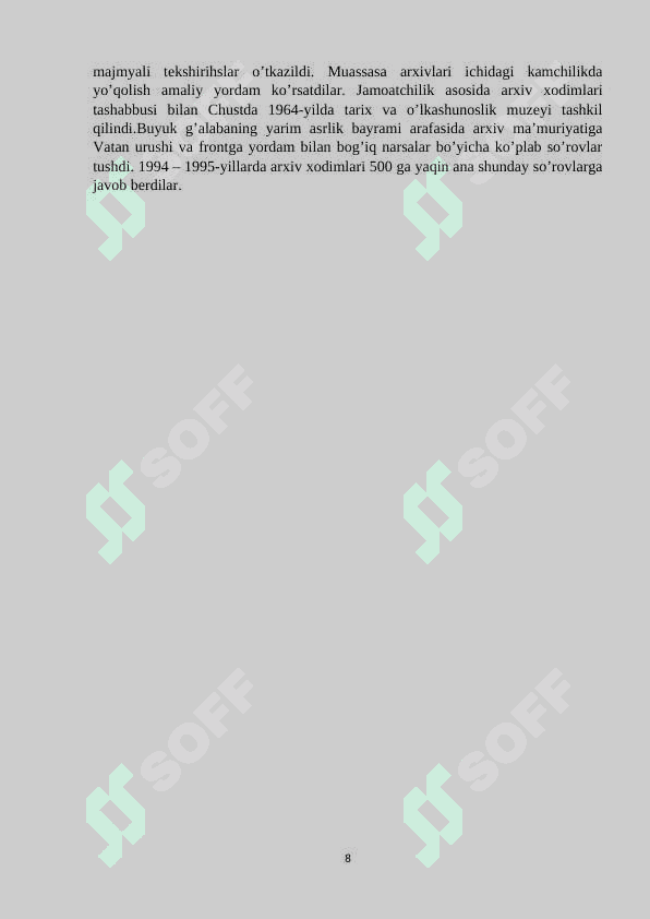 Namangan viloyati davlat arxivining shakllanishi tarixi 8