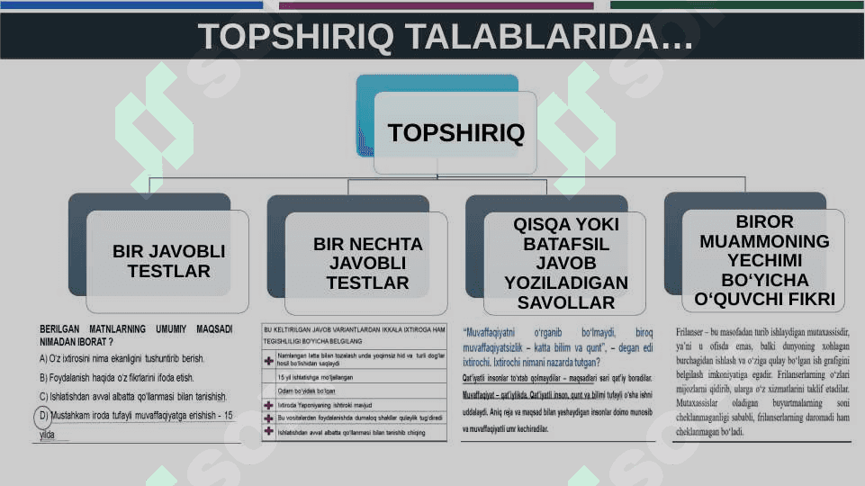OʻQUVCHILARNING BILIM, KOʻNIKMA VA MALAKALARNI BAHOLASHDA ZAMONAVIY YONDASHUVLAR 8