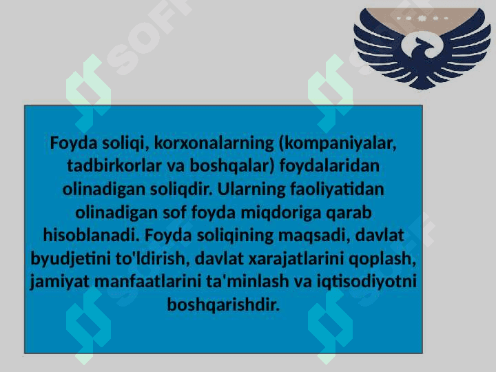 FOYDA SOLIG'I HISOBI VA SOLIQ HISOBOTINI TUZISH 3