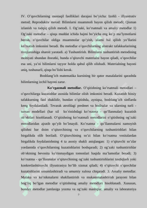 MATEMATIKA DARSLARINI KO'RGAZMALI QUROLLAR ORQALI TASHKIL ETISH USLUBLARI 7