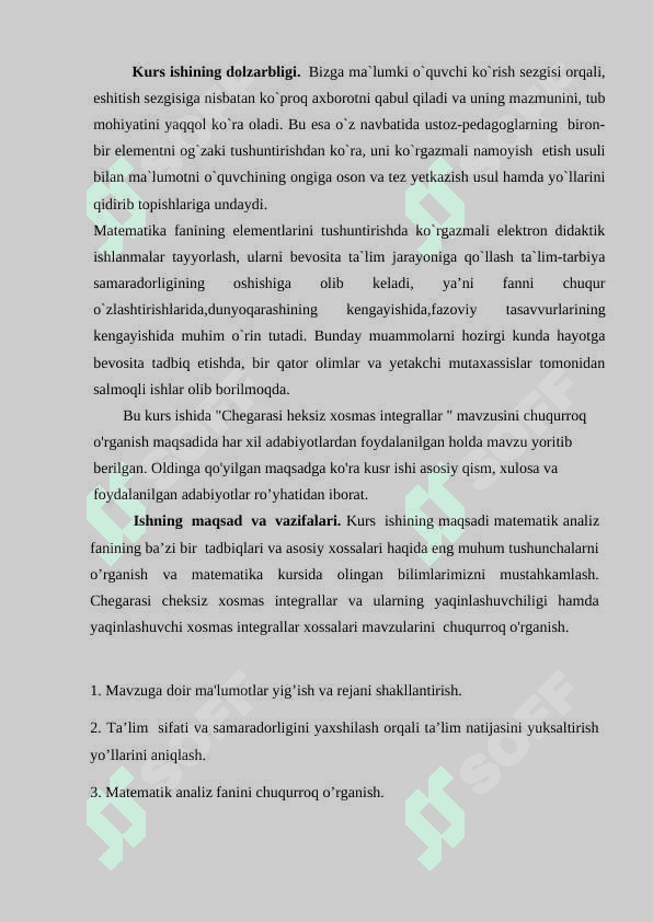 CHegarasi cheksiz xosmas integrallar 5