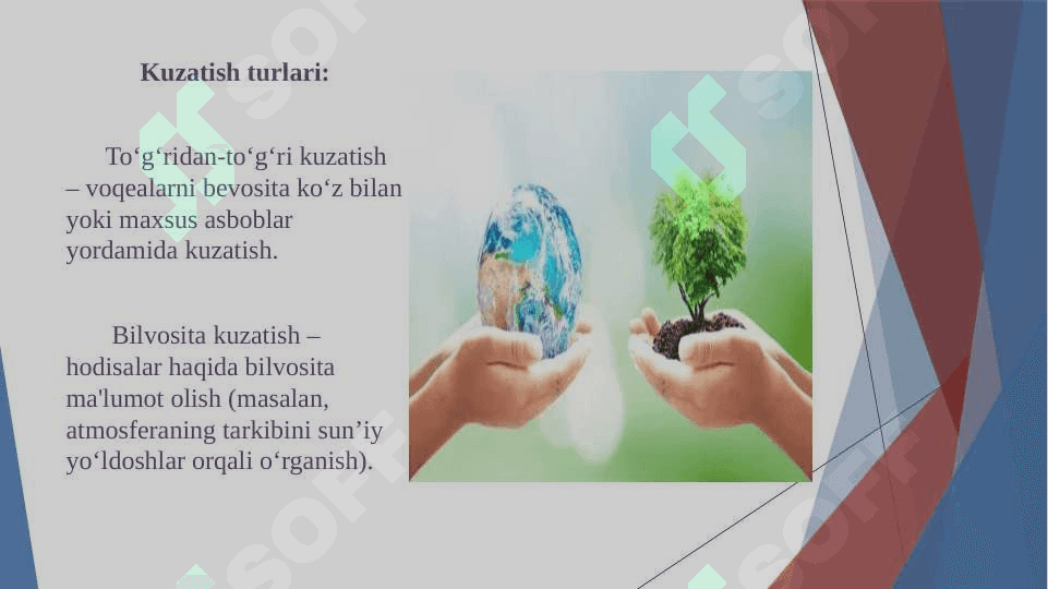 Kuzatish va tajribalarni tashkil etish usullarini õrganish. 3