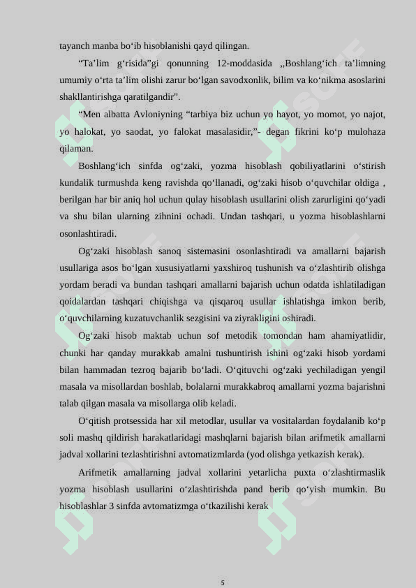 Ogzaki xisob usullarini o’rgatish 5
