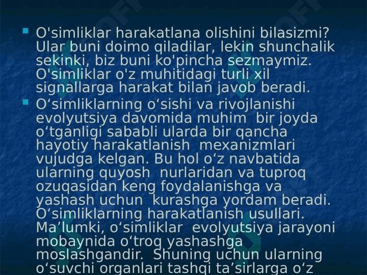 Oʻsimliklar harakatlanishi 4