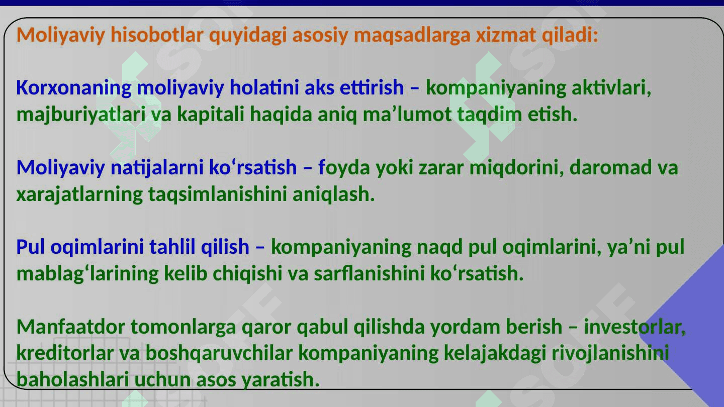 Moliyaviy hisobot turlari va uning xususiyatlarini 3