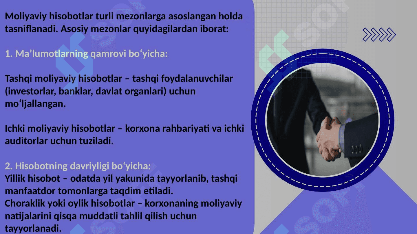Moliyaviy hisobot turlari va uning xususiyatlarini 4