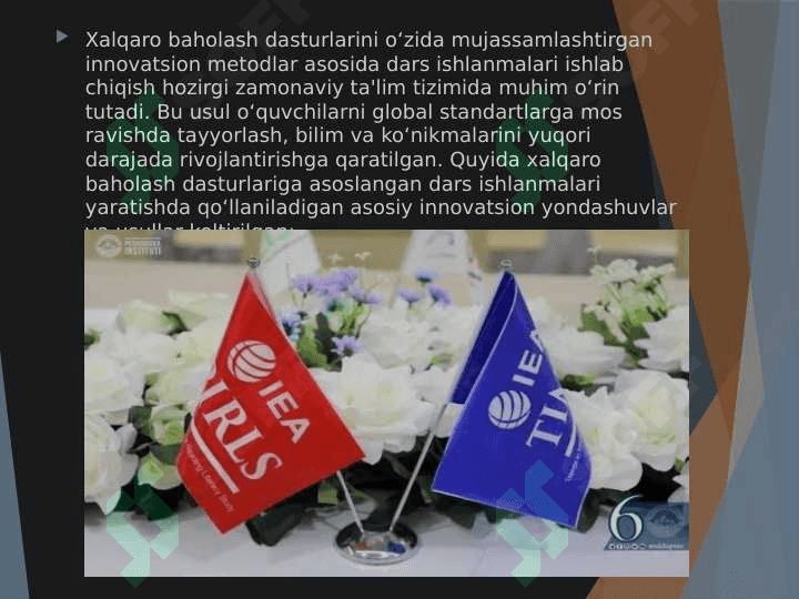 Xalqaro baholash dasturlarini o'zida mujassamlashtirgan innovatsion metodlari asosida dars ishlanmalarini ishlab chiqish 2