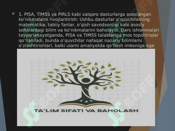 Xalqaro baholash dasturlarini o'zida mujassamlashtirgan innovatsion metodlari asosida dars ishlanmalarini ishlab chiqish 3