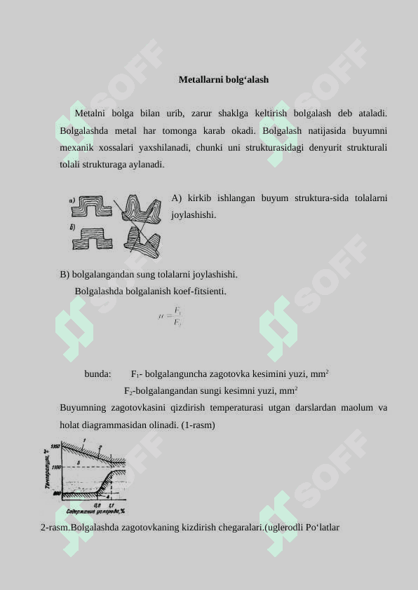 Bolg’alash jarayoni va uning turlari. 2