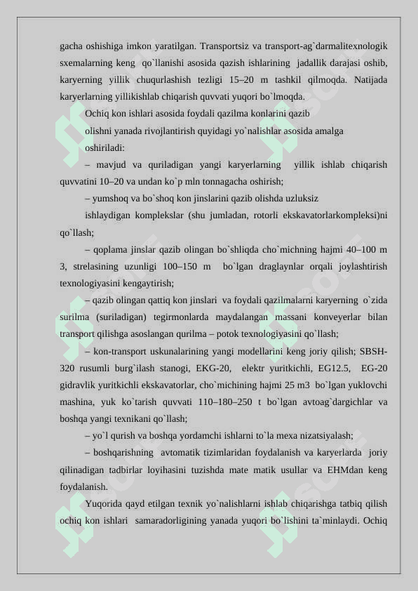 Konlarda konchilik ishlari holati va kon-geologik sharoitlari to’g’risida umumiy ma’lumotlar 3
