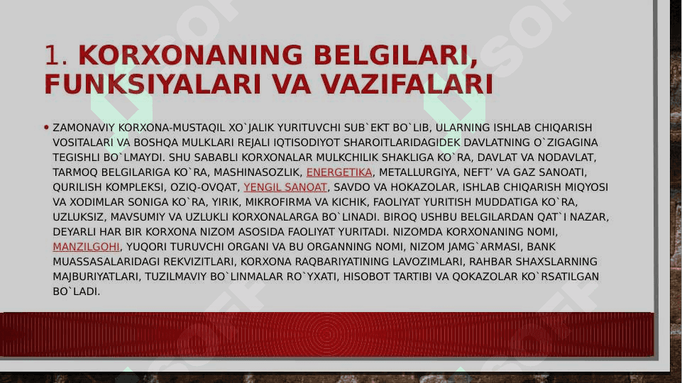 Korxonanining belgilari, funksiyalari va vazifalari 3