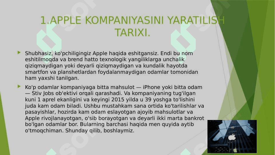Apple kompaniyasi bo'yicha slayd 3