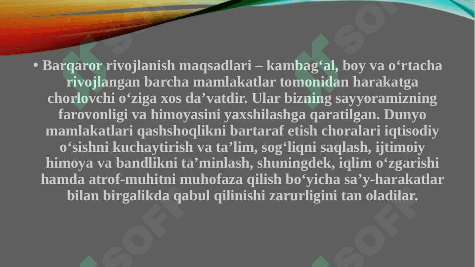 Barqaror rivojlanish vazifasi 3