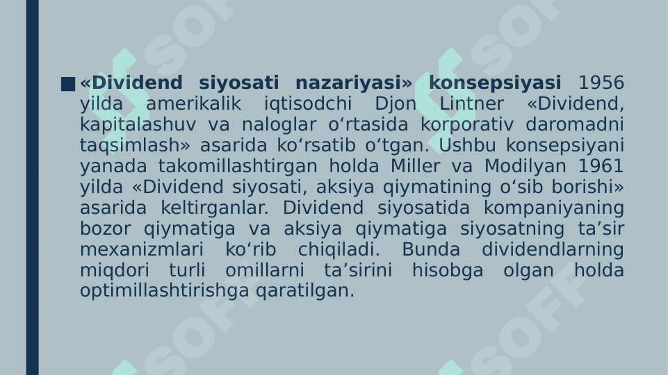 Korporatsiya dividendini boshqarish 6