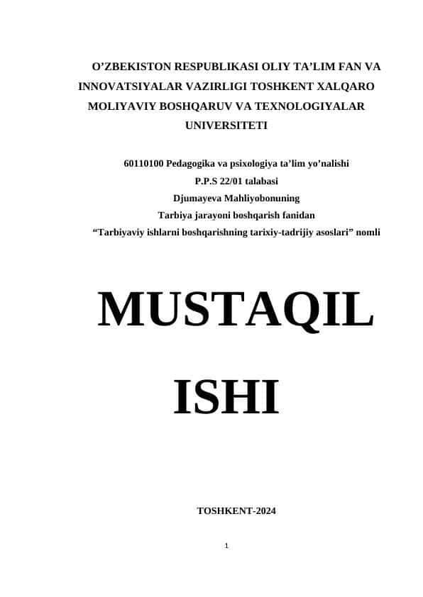 Tarbiyaviy ishlarni boshqarishning tarixiy-tadrijiy asoslari