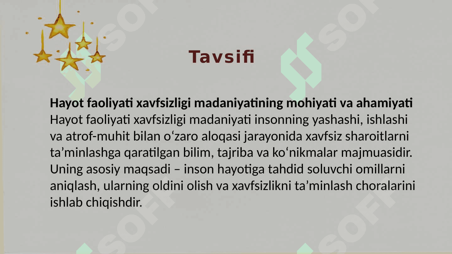 Hayot faoliyati xavsizligi madaniyatini umumiy tavsifi uning falsafiy ijtimoyi tarxiy va diniy asoslari. 3