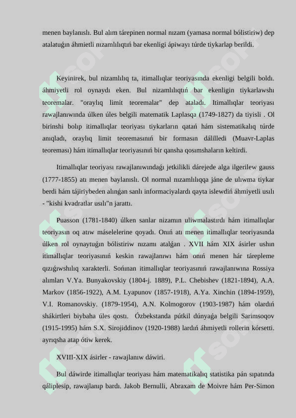 Itimallar teoriyasi matematikaliq statistika paniniñ tariyxiy mag’luwmatlar 4