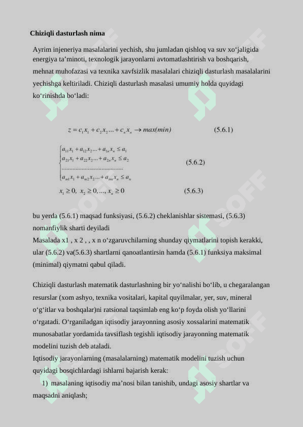 Chiziqli dasturlash masalalari uchun tayanch yechim tushunchasi , ularning aniqlash usullari 3