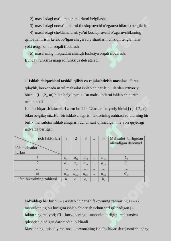 Chiziqli dasturlash masalalari uchun tayanch yechim tushunchasi , ularning aniqlash usullari 4