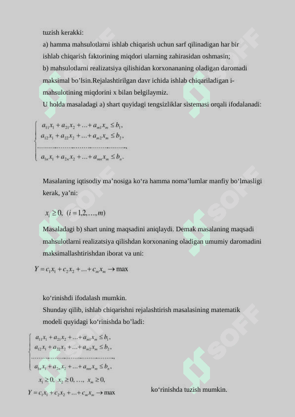 Chiziqli dasturlash masalalari uchun tayanch yechim tushunchasi , ularning aniqlash usullari 5