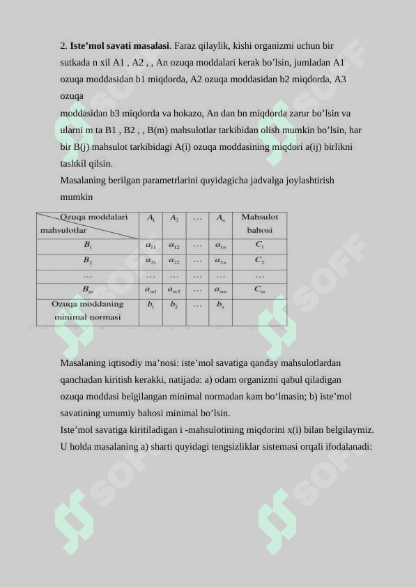 Chiziqli dasturlash masalalari uchun tayanch yechim tushunchasi , ularning aniqlash usullari 6