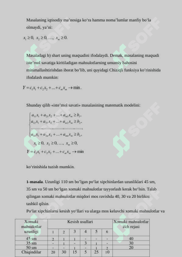 Chiziqli dasturlash masalalari uchun tayanch yechim tushunchasi , ularning aniqlash usullari 8